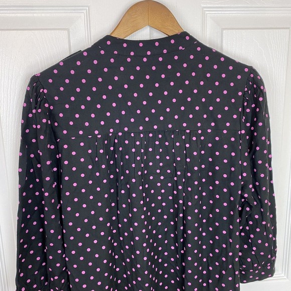 April Cornell S Polka Dot Shift Dress Prairie Cottagecore Tea Boho Midi V-Neck - Picture 2 of 6